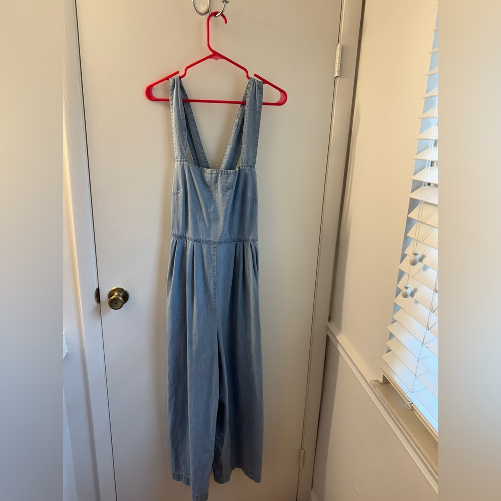 Free People Light Blue Denim Jumpsuit